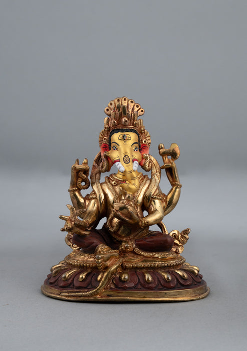 Partly Gold Plated Ganesh Statue 4.75" H
