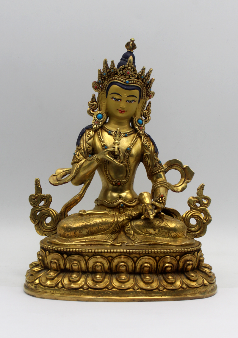 Fine Arts  24 K Gold Vajrasattva Statue 9" H