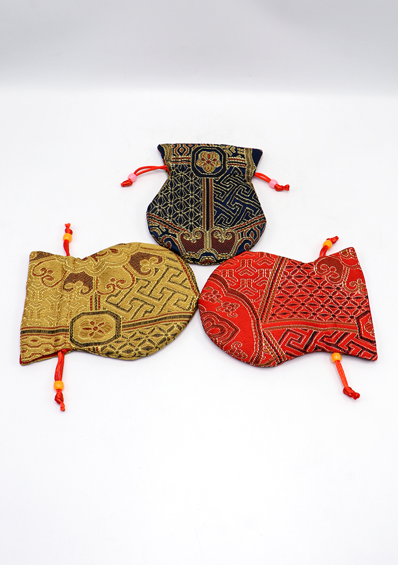 Brocade Drawstring Multicolor Mala Bag Pouch