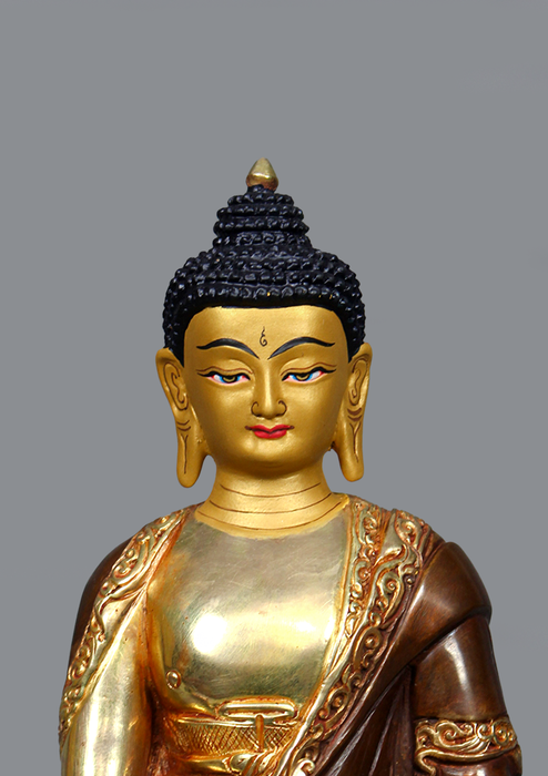 Medicine Buddha Gold Gilted Seated on a Double Lotus 8.25"H
