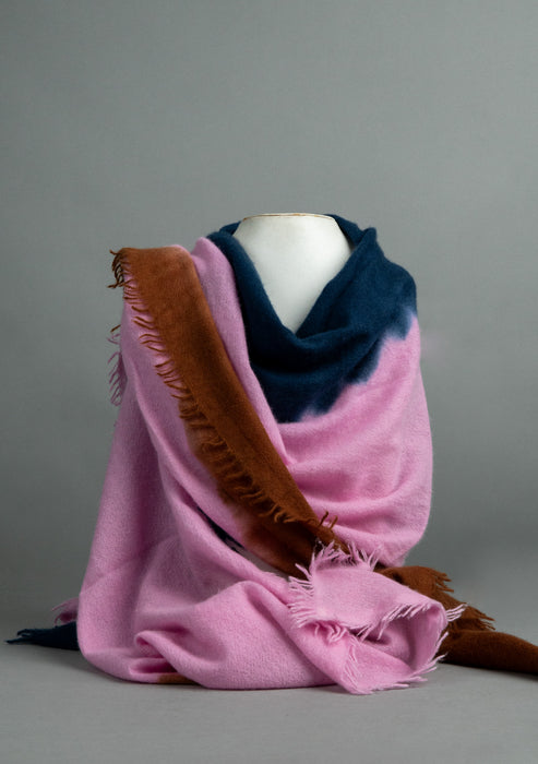 Deep Blue Ombre Felt Pashmina Shawl