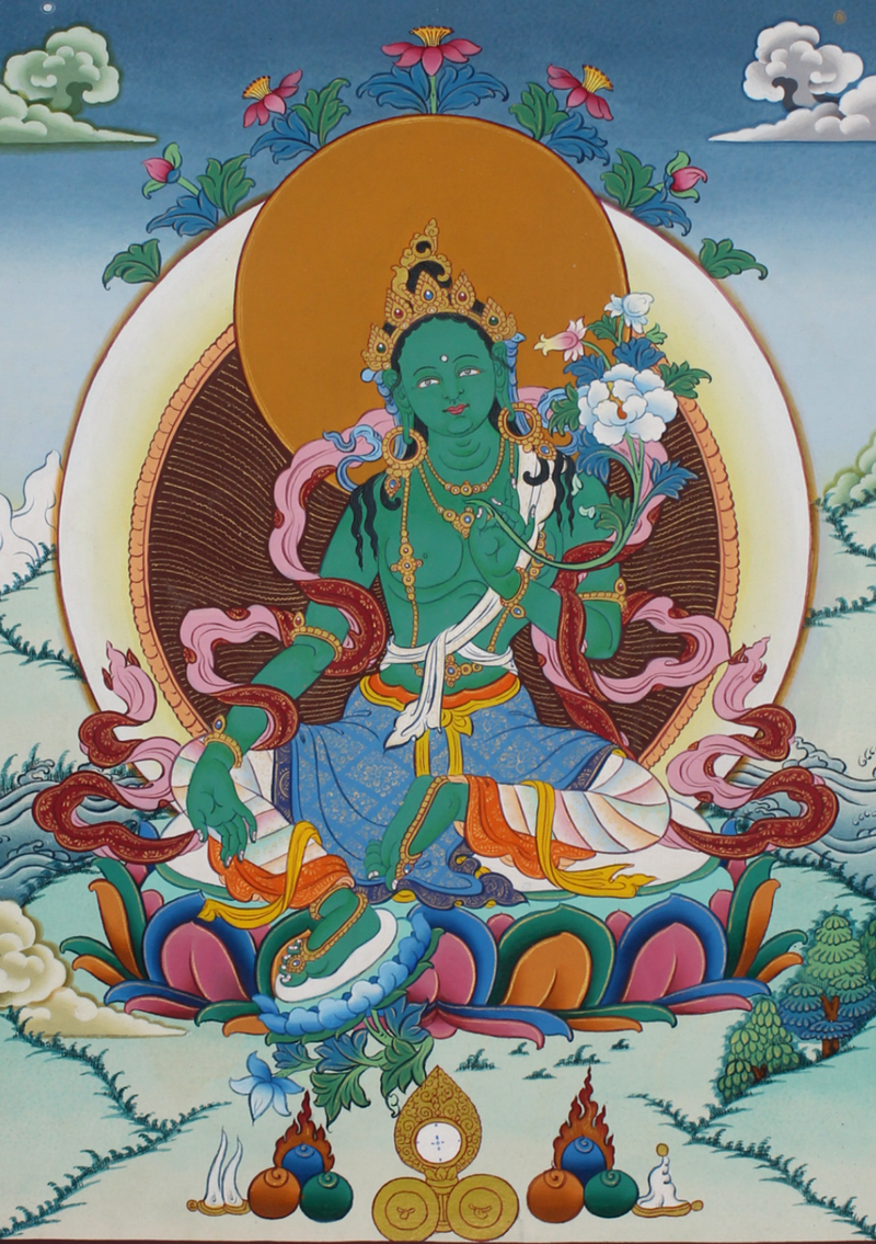 Green Tara Thangka Painting