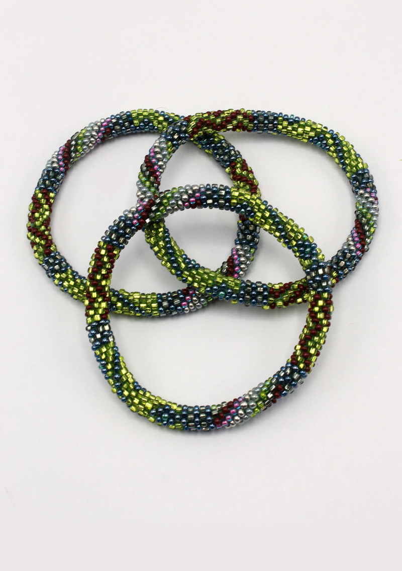 Bright Green Roll on Beads Bracelet