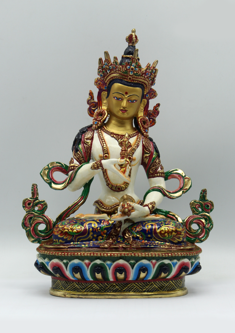 Masterpiece Painted 24 K Gold Bodhisattva Vajrasattva Statue 9"H
