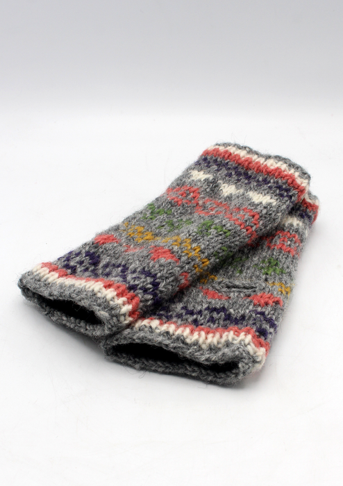 Beautiful  Grey  Multi colored Finger less Hand Warmer