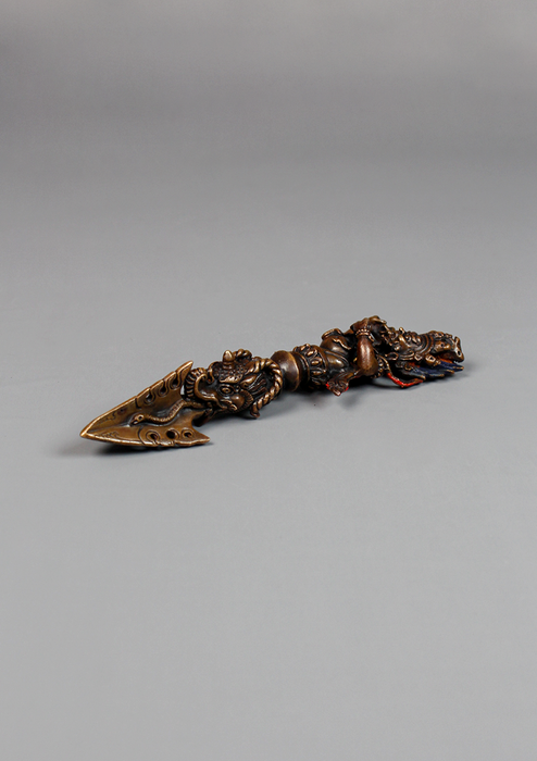 5.5 Inch Copper Mahakala Statue Standing on Phurba – Handmade Buddhist Protector Deity