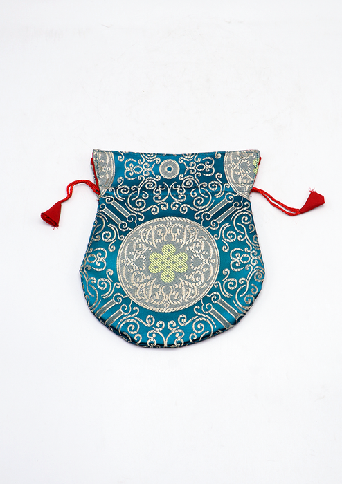 Endless Knot Brocade Drawstring Multicolor Mala Bag Pouch