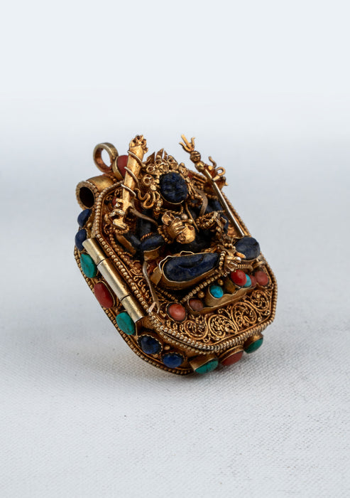 925 Silver Tibetan Ghau with Gold Plating - Mahakala & Medicine Buddha