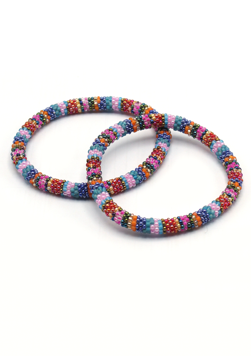 Rainbow Stripe Beaded Anklet – Trendy Foot Jewelry