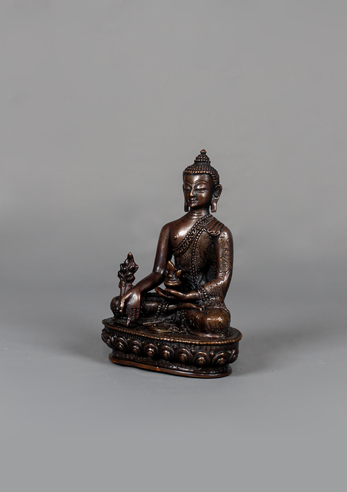 Copper Buddha Trinity Statue Set 4.75" H