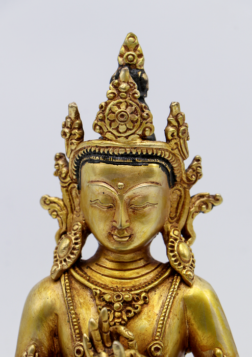 Full Gold Plated Maitreya Buddha Statue 7.8"H