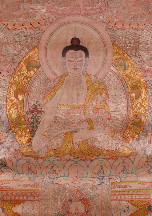 Medicine Buddha Brocade Thangka Painting