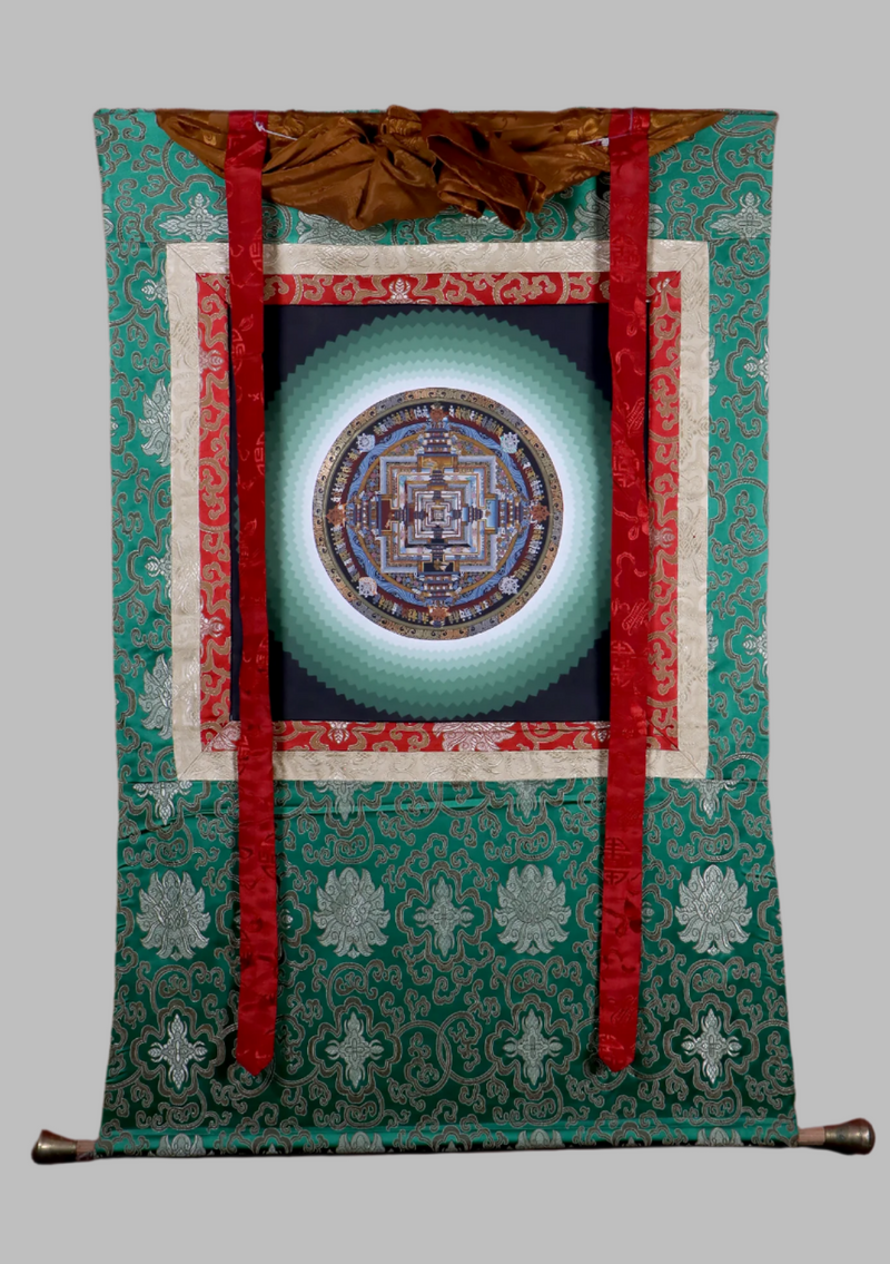 Mandala Thousand Lotus Brocade Thangka Painting
