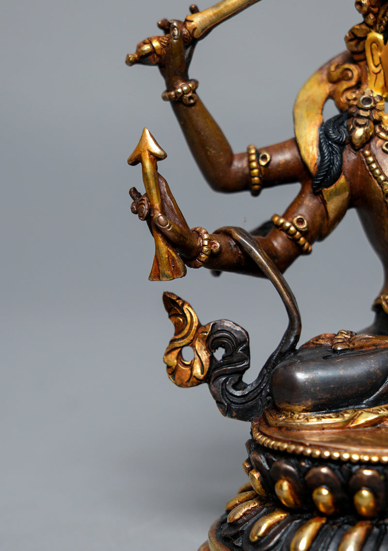 Partly Gold Plated Maha Manjushree Statue 6.25" H