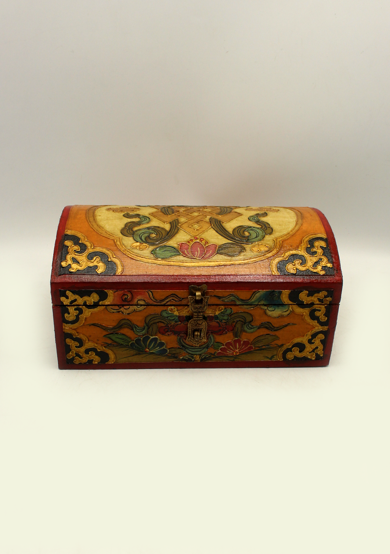 Handpainted Tibetan Wooden Endless Knot Optical Box