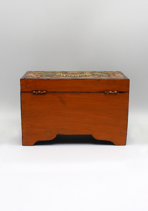 Handpainted Tibetan Cheppu Wooden Orange  Box -Large