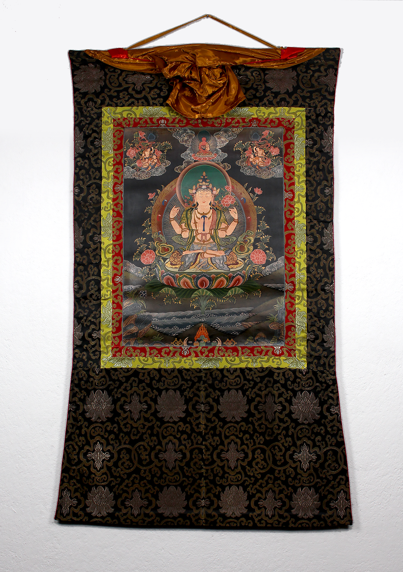 Chenrezig Brocade Thangka Painting