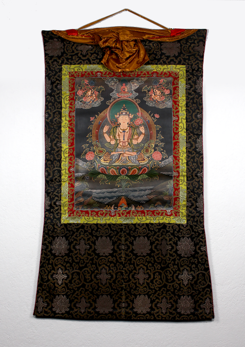 Chenrezig Brocade Thangka Painting