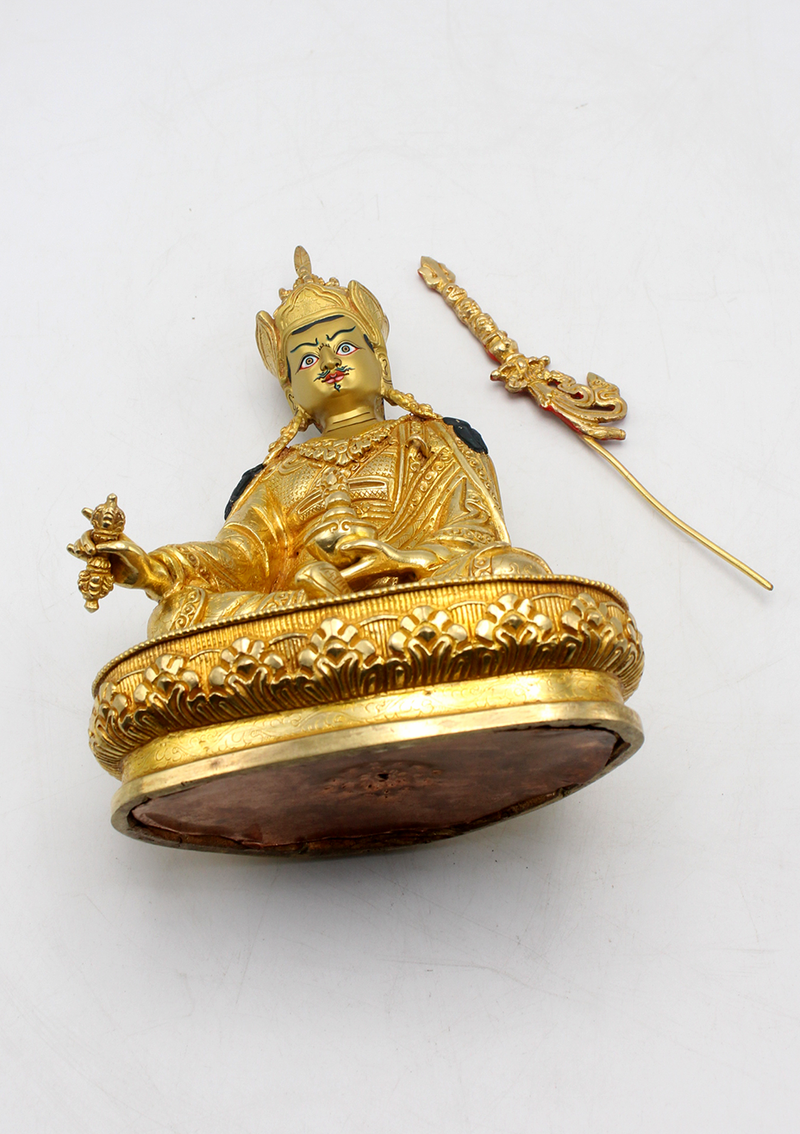 Fully Gold Plated Guru Padmasambhava Statue 8" H