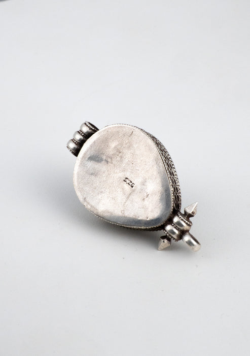 925 Silver Tibetan Ghau with Turquoise Stone Inlay