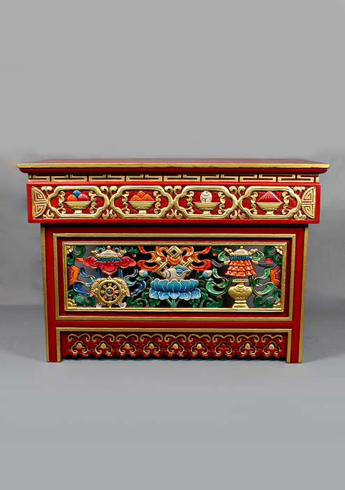Traditional Handpainted Tibetan Folding Table from Nepal