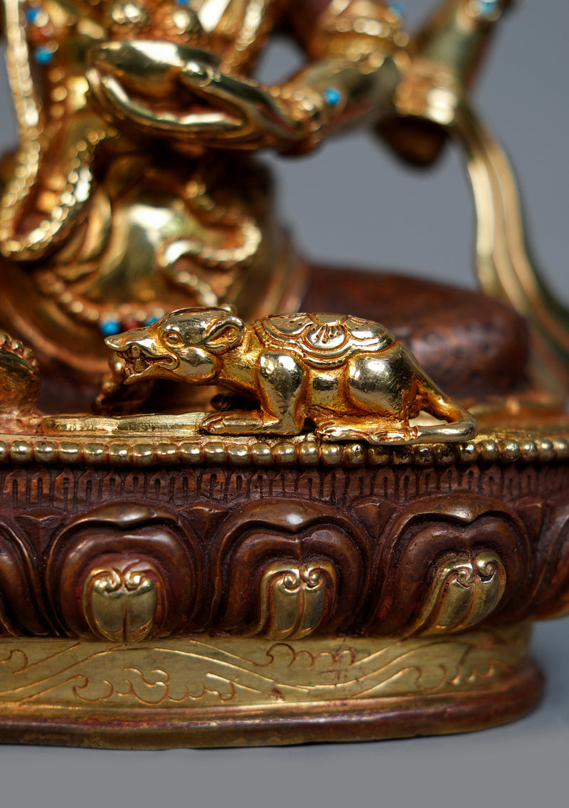 Handcrafted Copper Gilt Ganesha Sculpture 9" High
