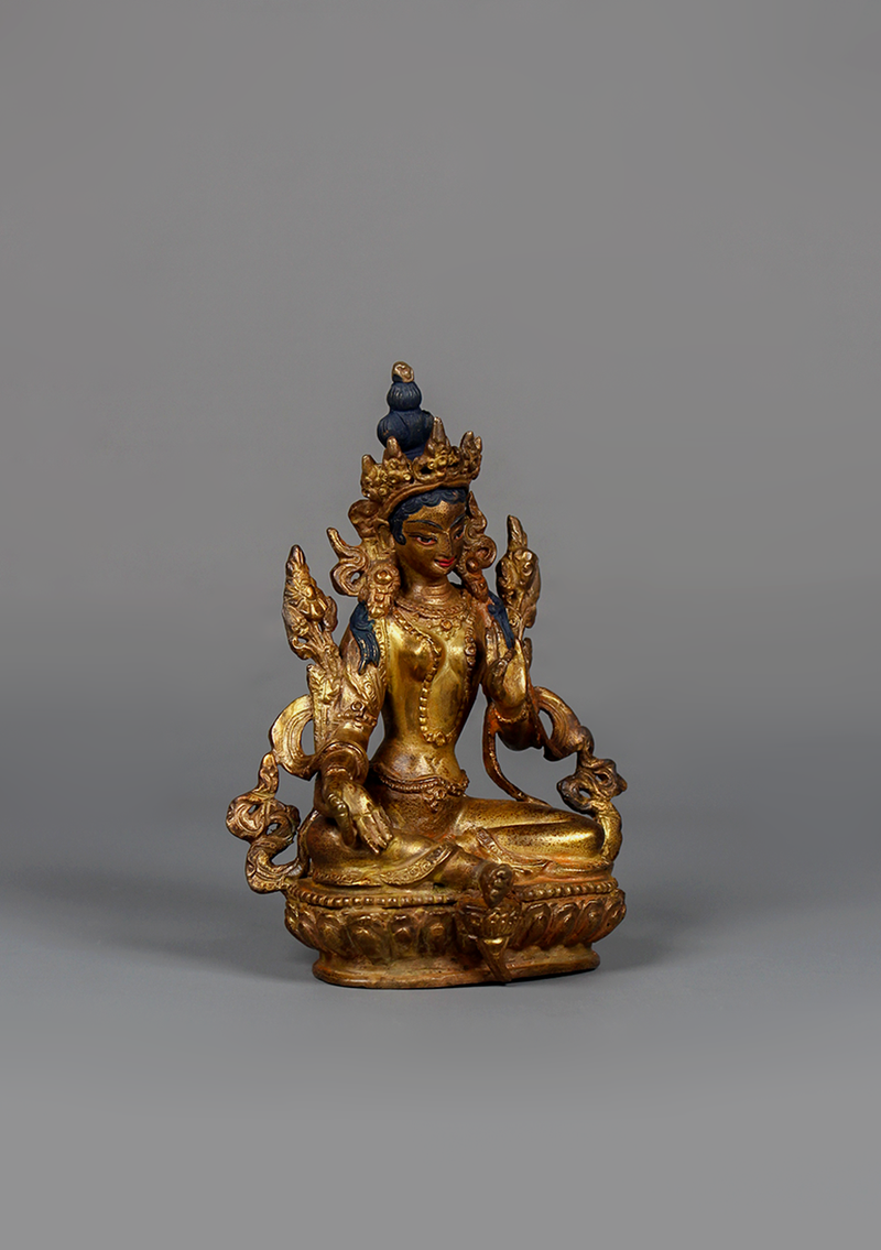 Antique Style Green Tara Statue 5.75" H