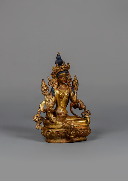 Antique Style Green Tara Statue 5.75" H