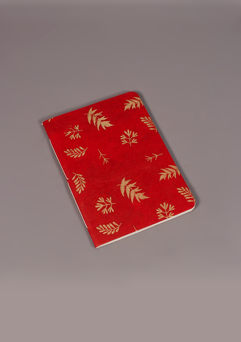 Red Flowers & Leaf Design Lokta Paper Journal