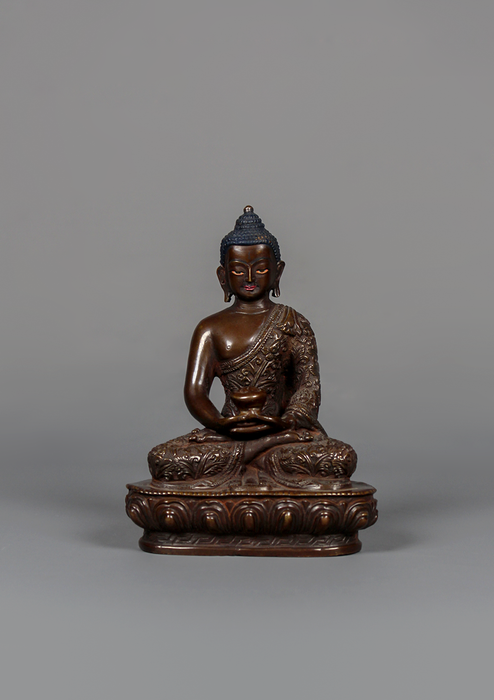 Copper Amitabha Buddha Statue 5.3" H