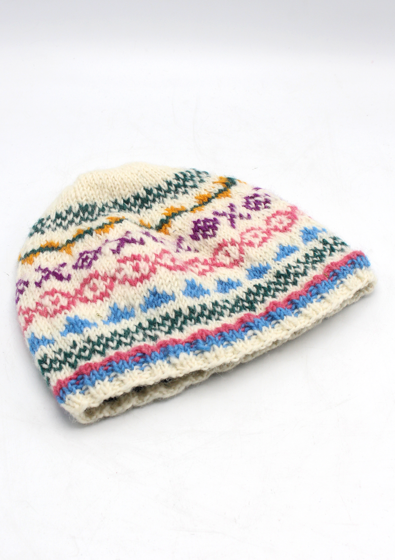 Handknited Blue and White Sherpa Beanies