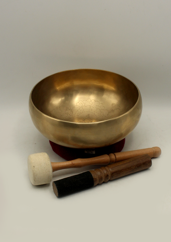 White Tara Engraved Practioner Singing Bowl 8" 1350 gm