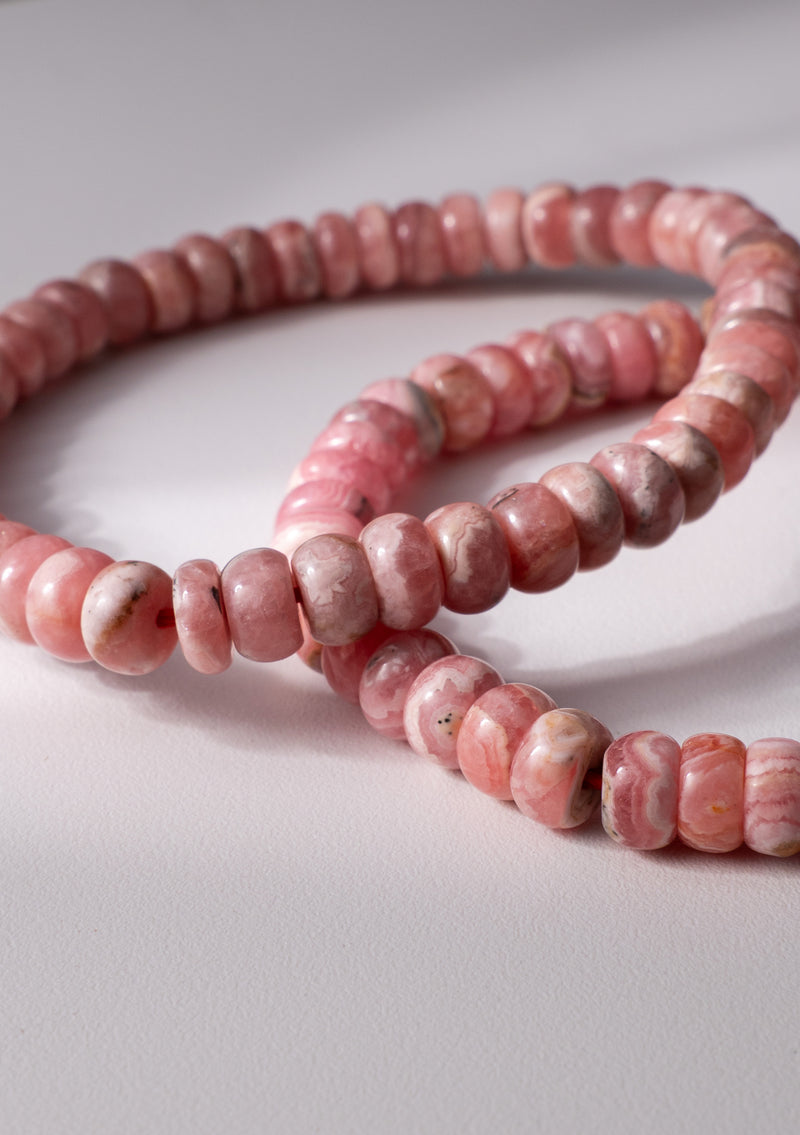 Rhodochrosite Beads Strechy Wrist Bracelet 6mm