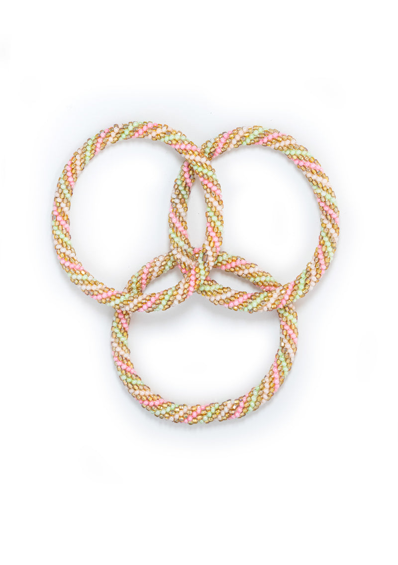 Mint Blush Nepalese Roll Bead Bracelet