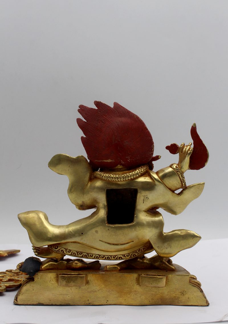 Masterpiece 24 K Gold Kajupa Mahakala 7.5"H Sculpture Buddhist Deity