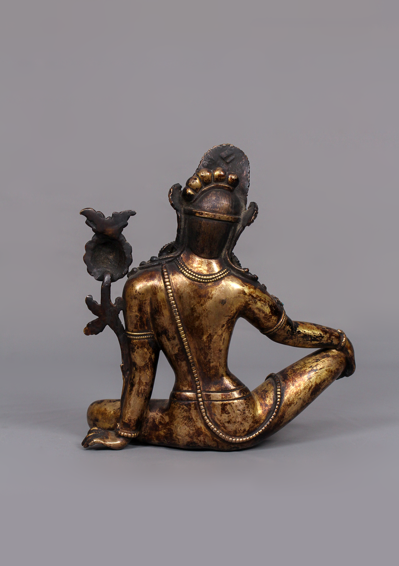 Antique Style Gold Gilded Indra Statue 7.5" H