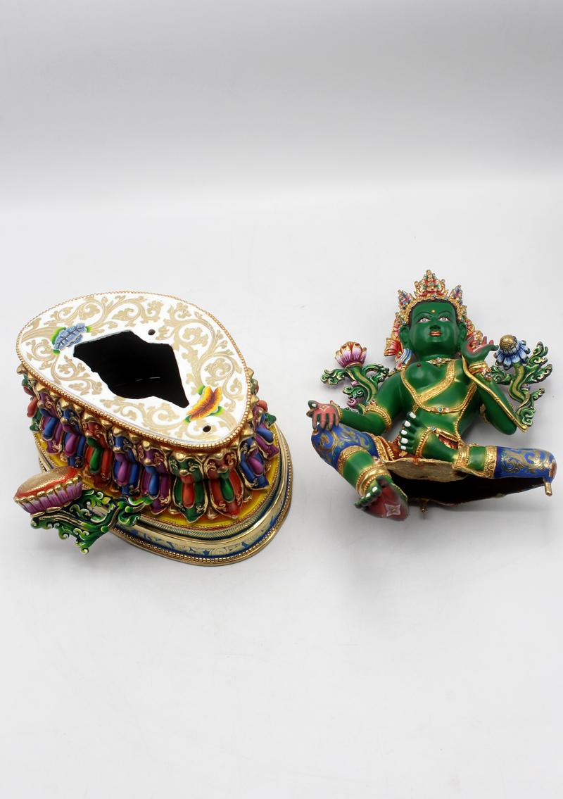 Radiant Gold Jewels Green Tara Sculpture: A Nepali Masterpiece