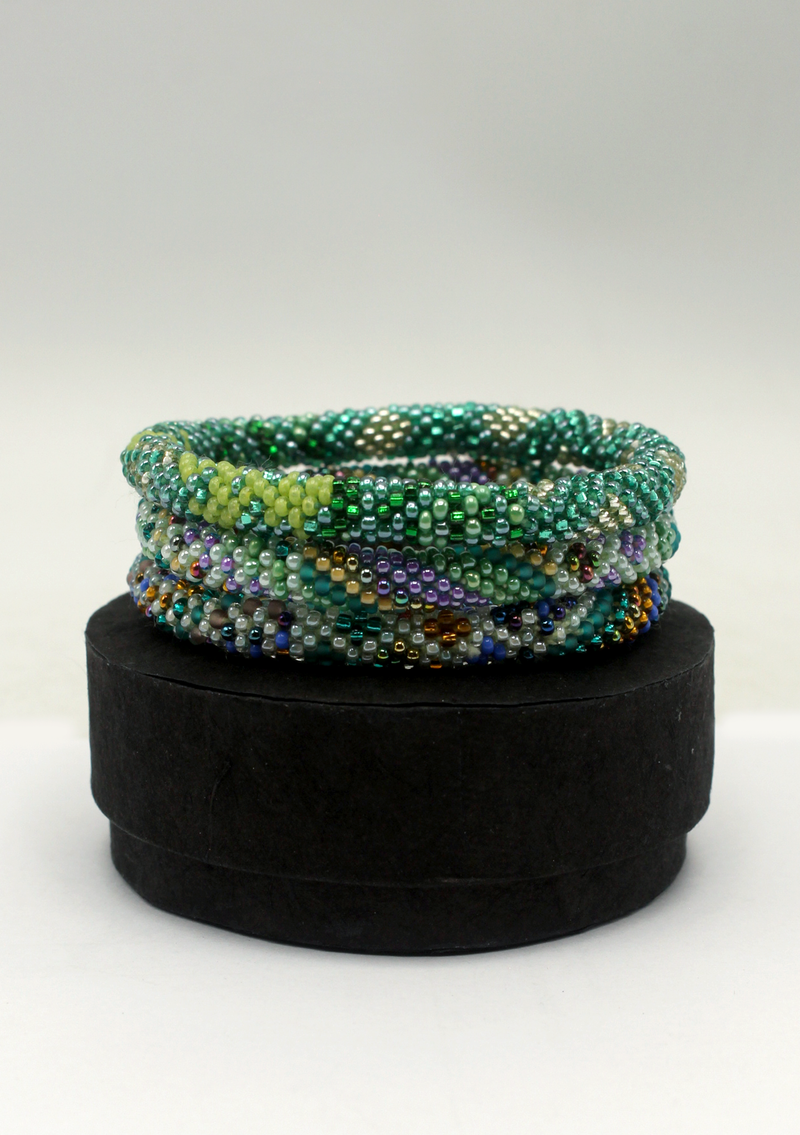Meera Peak Roll on Beads Bracelet Gift Set of 3 in Eco-Friendly Jewelry Box