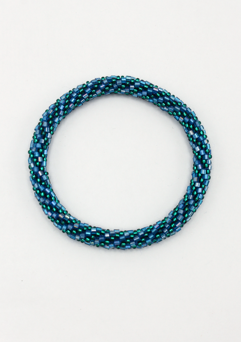 Disco Blue Roll on Beads Bracelet