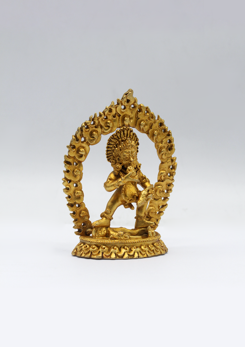 Gold Plated Kubera Statue 3.5"H