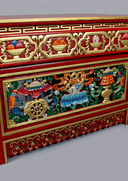Traditional Handpainted Tibetan Folding Table from Nepal