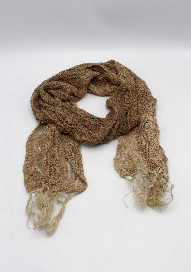 Natural Nettle Yarn Woven Pattern Shawl- Small