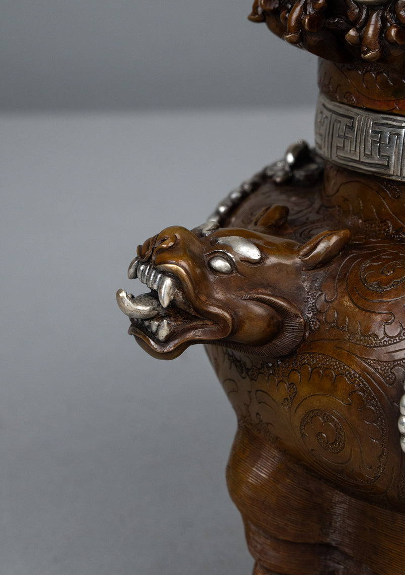 Silver  Plated Copper Vajradhaka Statue 12.5"H