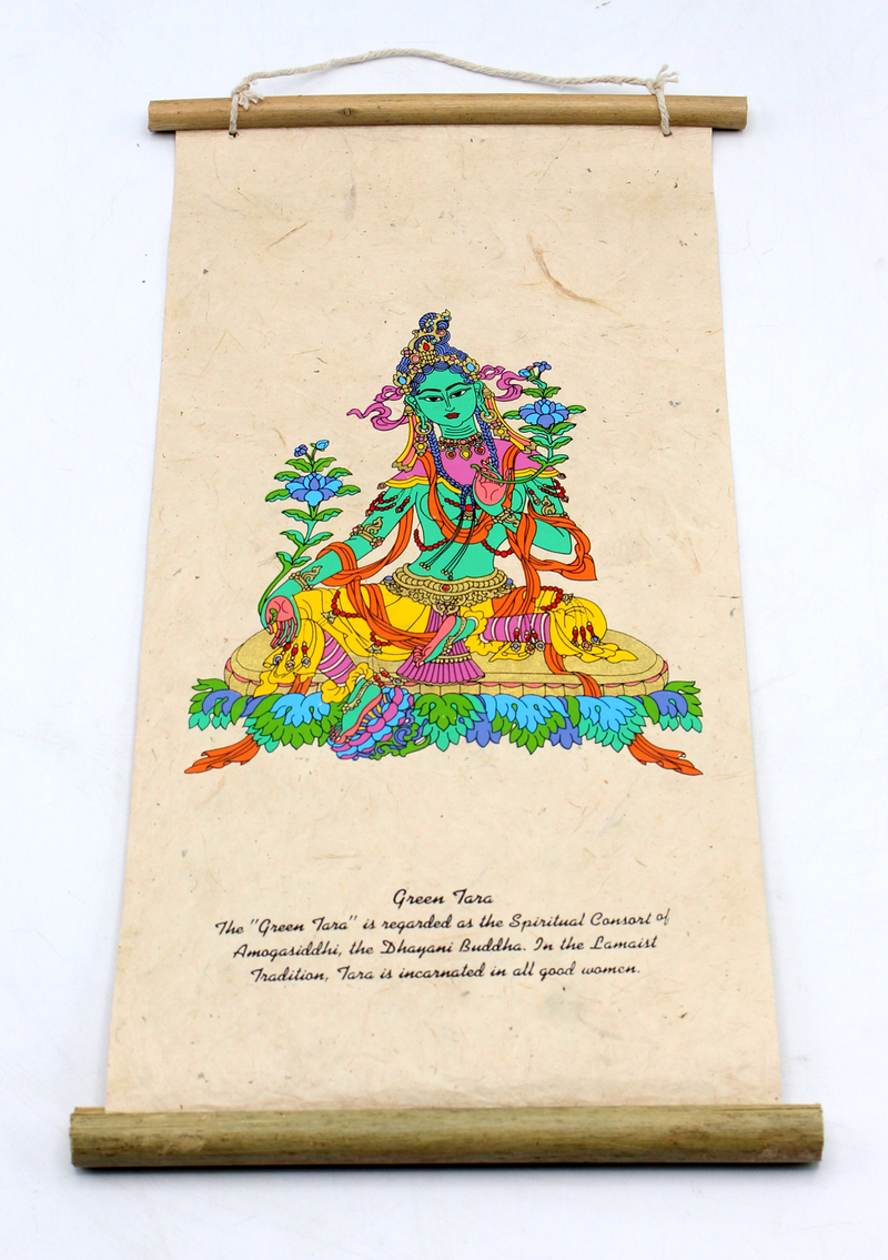 Green Tara Printed Lokta PaperWall Hanging
