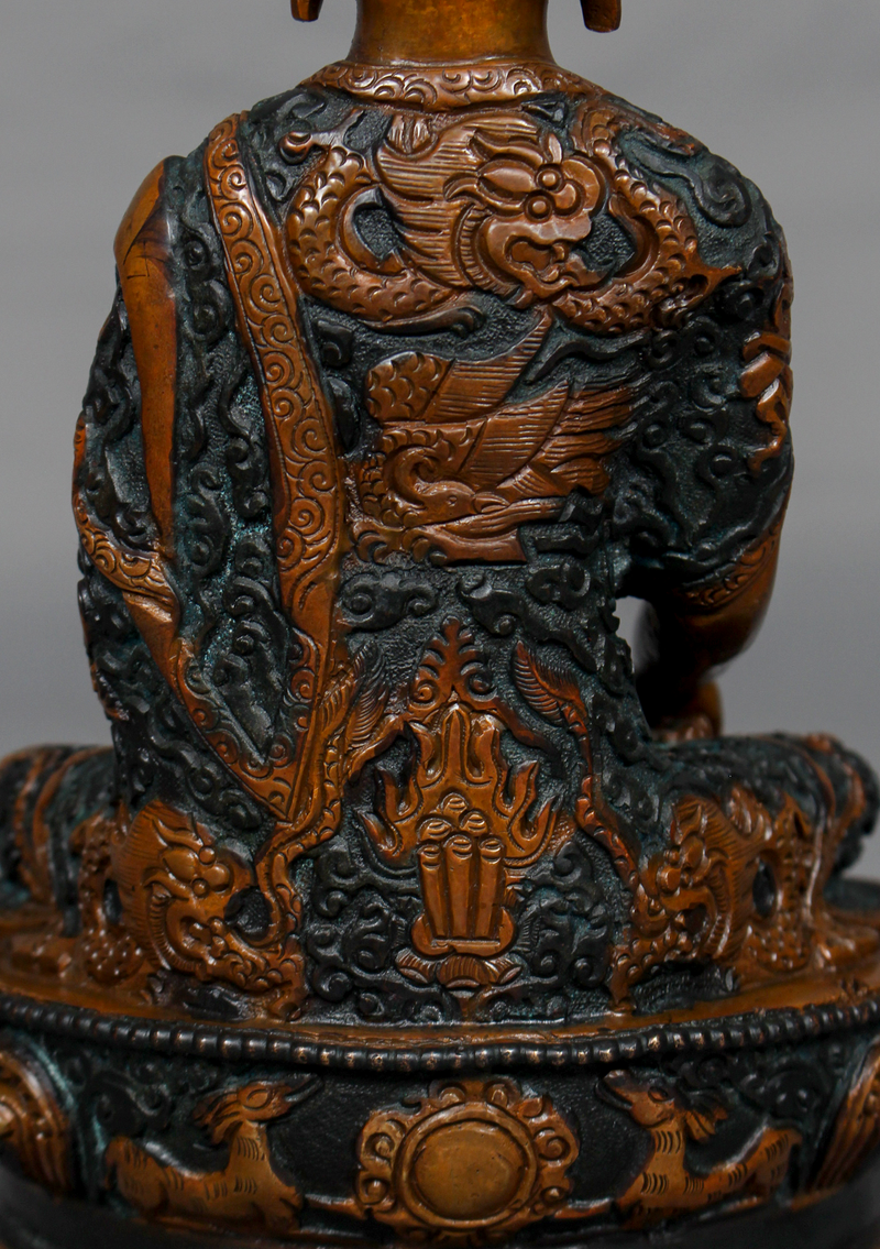 Copper Oxidized Fine Carving Shakyamuni Buddha Statue 8"H