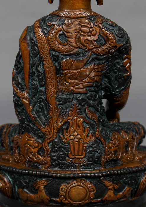 Copper Oxidized Fine Carving Shakyamuni Buddha Statue 8"H