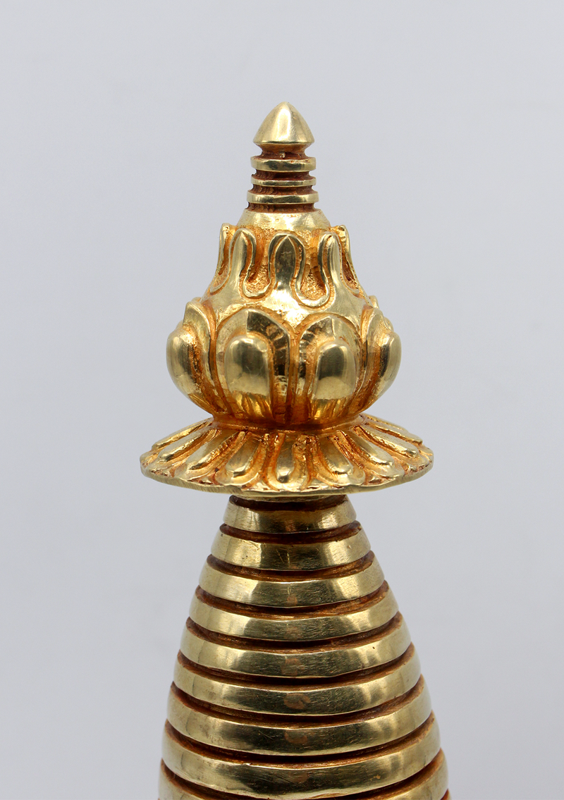 Partly Gold-Plated Stupa 11" H