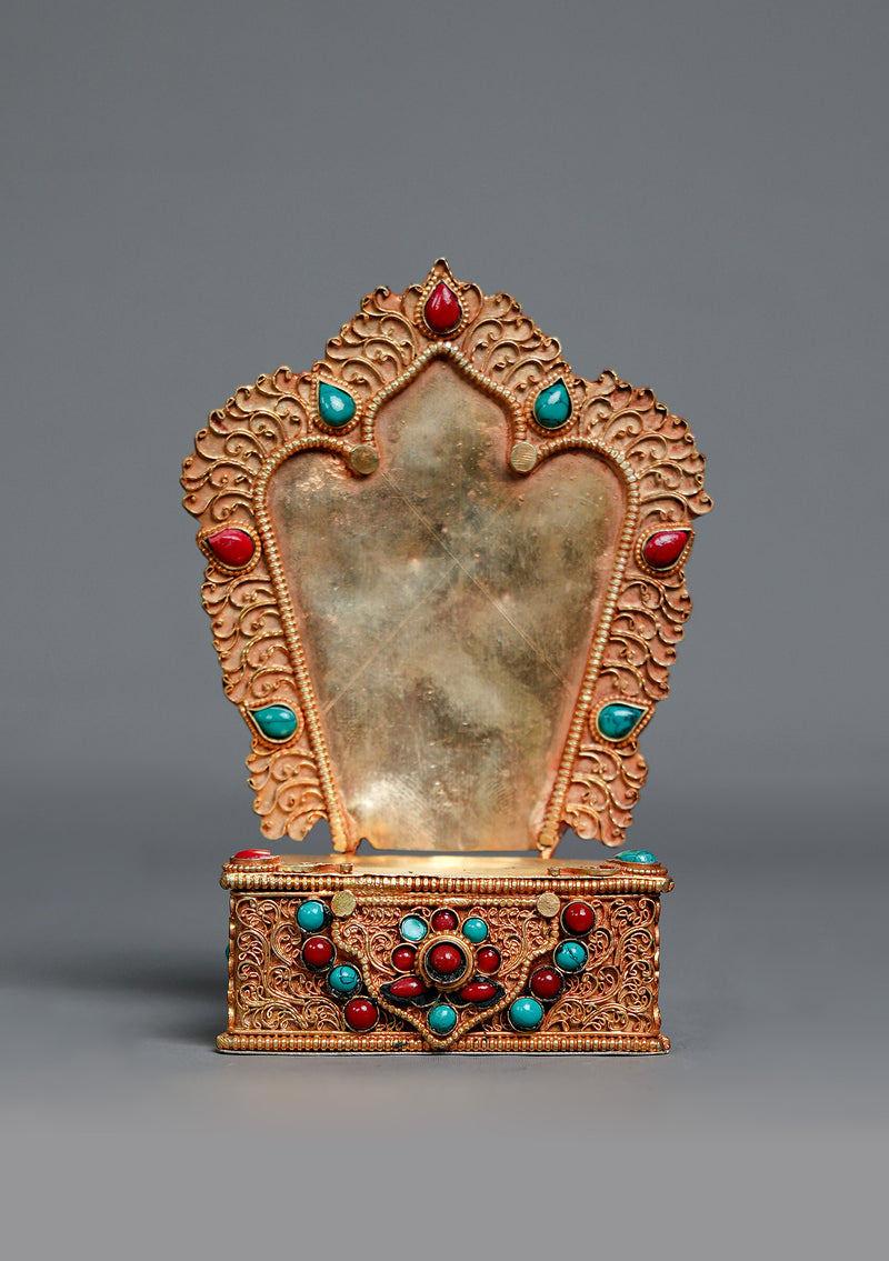 Handpainted Shakyamuni Buddha Statue with Stone-Inlaid Throne