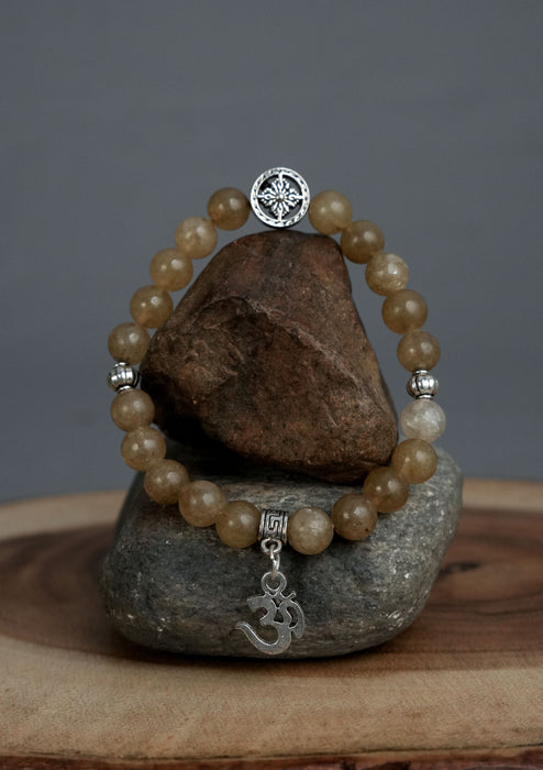 Mixed Stones Wrist Bracelet with Charm