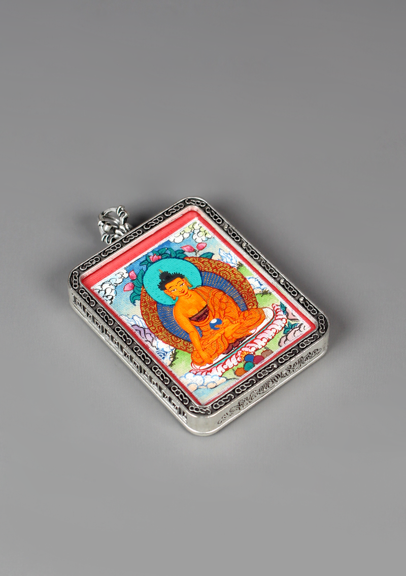 Shakyamuni Mini Thangka Amulet Pendant